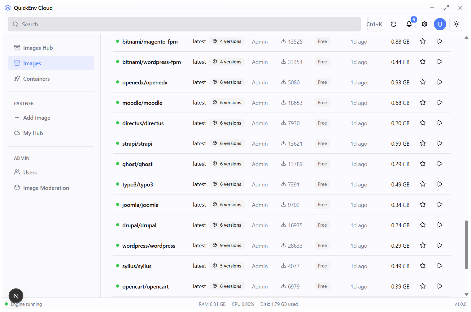 QuickENV Cloud App Screenshot